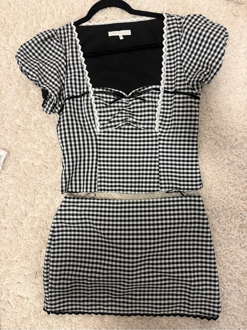 Gingham Two-Piece Sleep Set - Black & White